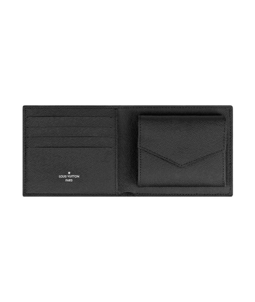 LOUIS VUITTON Черный кожаный кошелек, фото 4