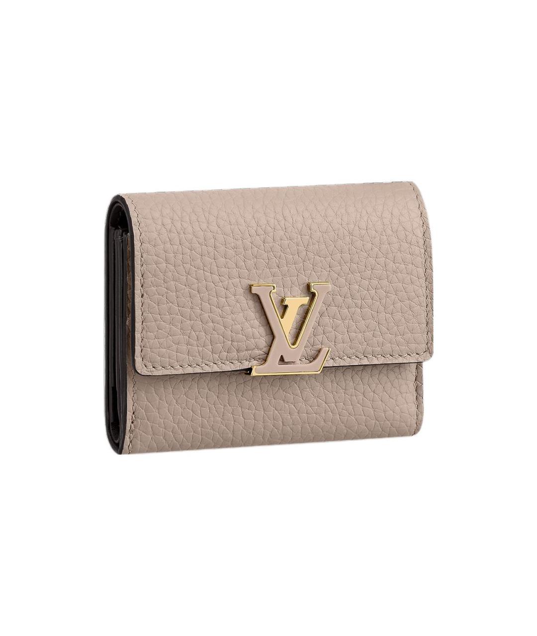 LOUIS VUITTON Бежевый кожаный кошелек, фото 1