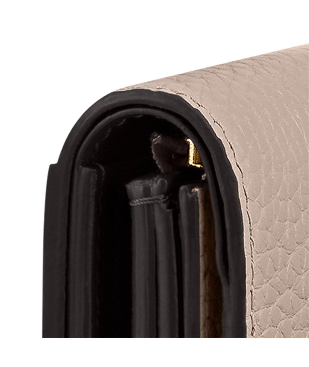 LOUIS VUITTON Бежевый кожаный кошелек, фото 5
