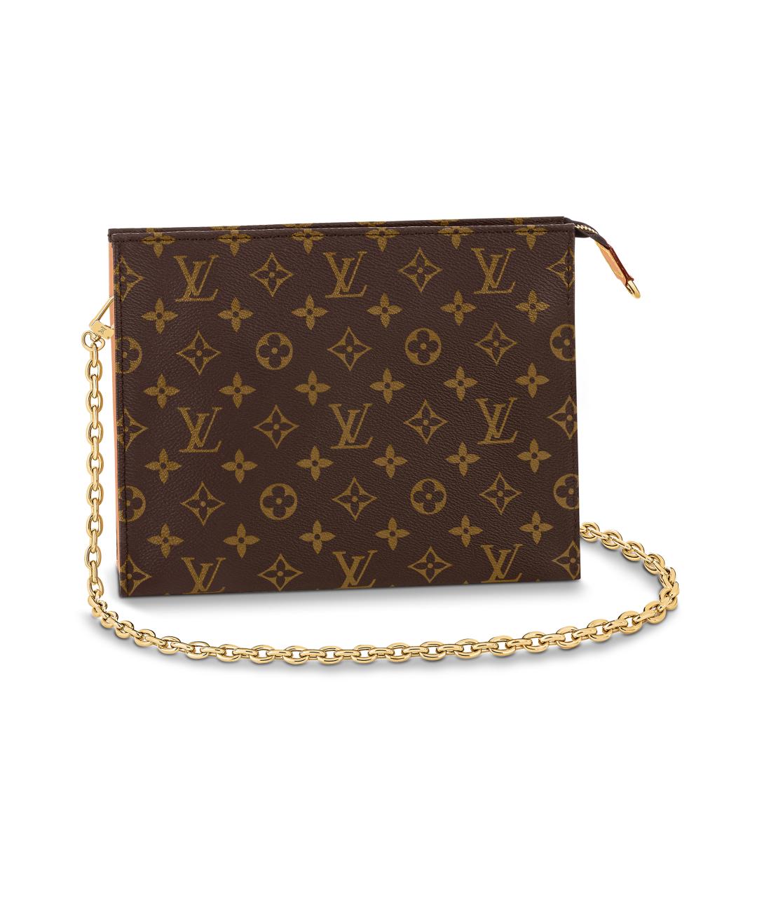 LOUIS VUITTON Коричневая кожаная косметичка, фото 2