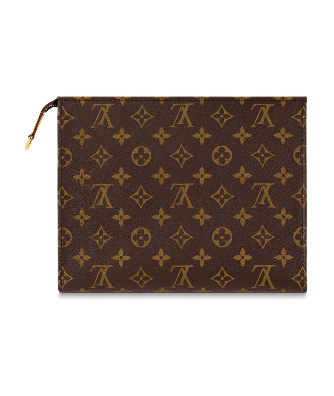 LOUIS VUITTON Коричневая кожаная косметичка, фото 4