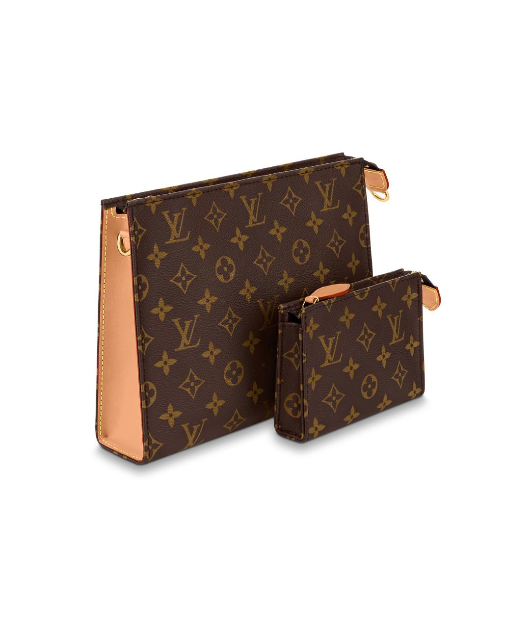 LOUIS VUITTON Коричневая кожаная косметичка, фото 3