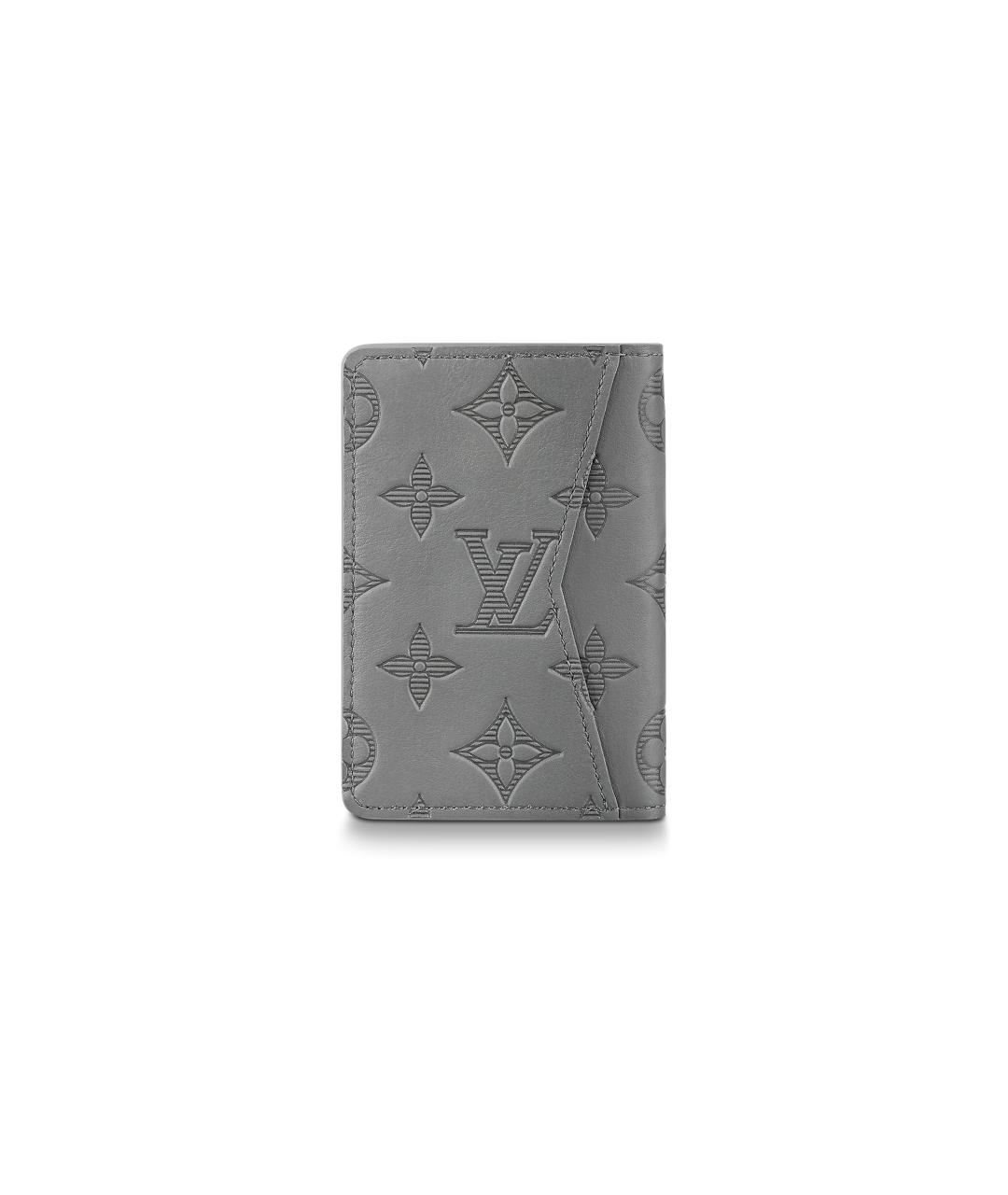 LOUIS VUITTON Серый кожаный кошелек, фото 3
