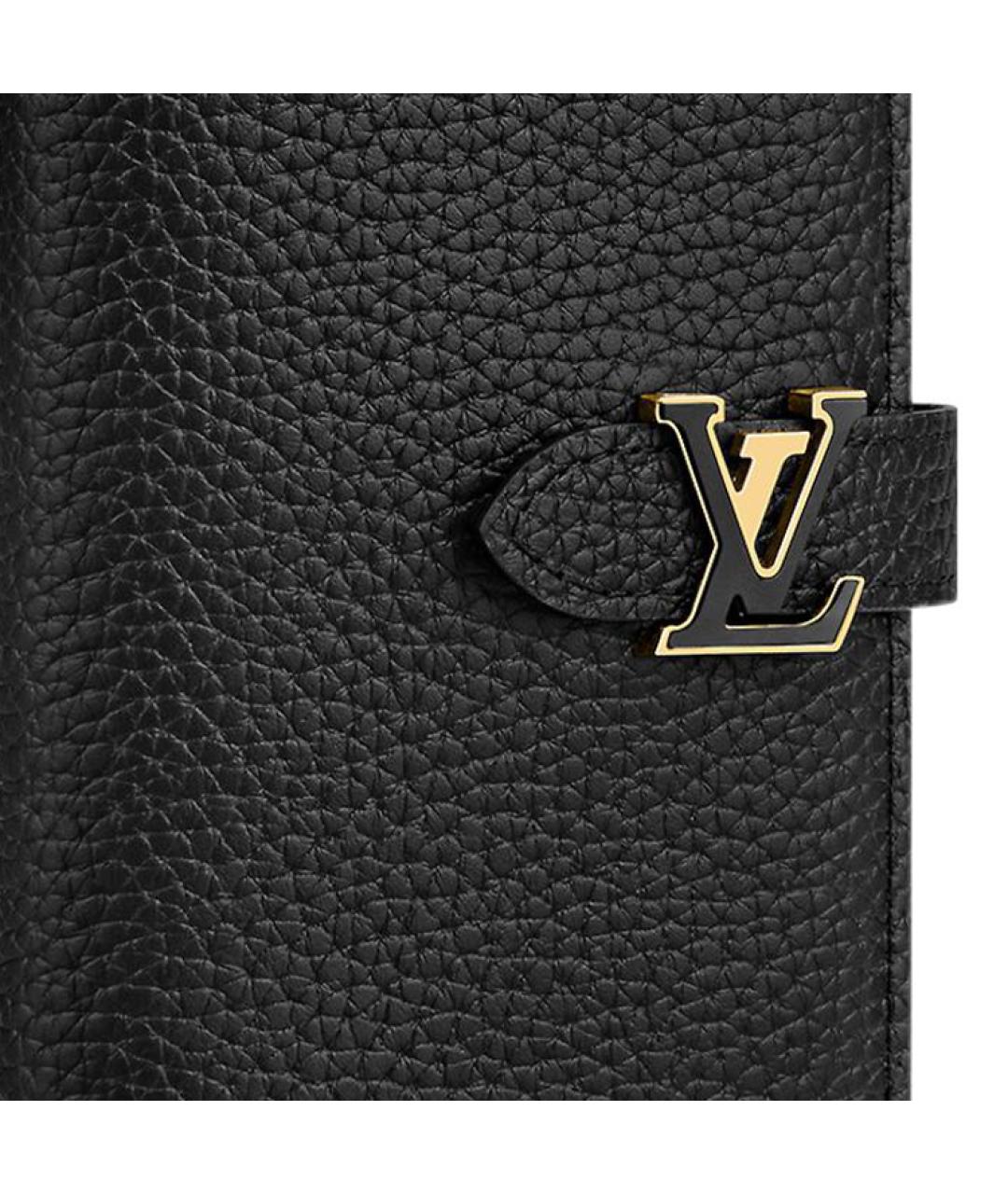 LOUIS VUITTON Черный кожаный кошелек, фото 5