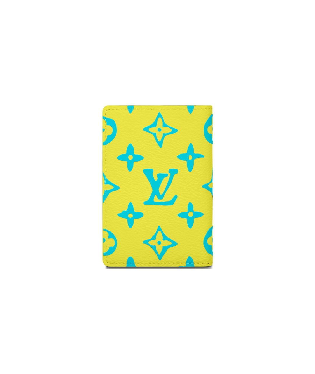 LOUIS VUITTON Желтый кожаный кошелек, фото 3