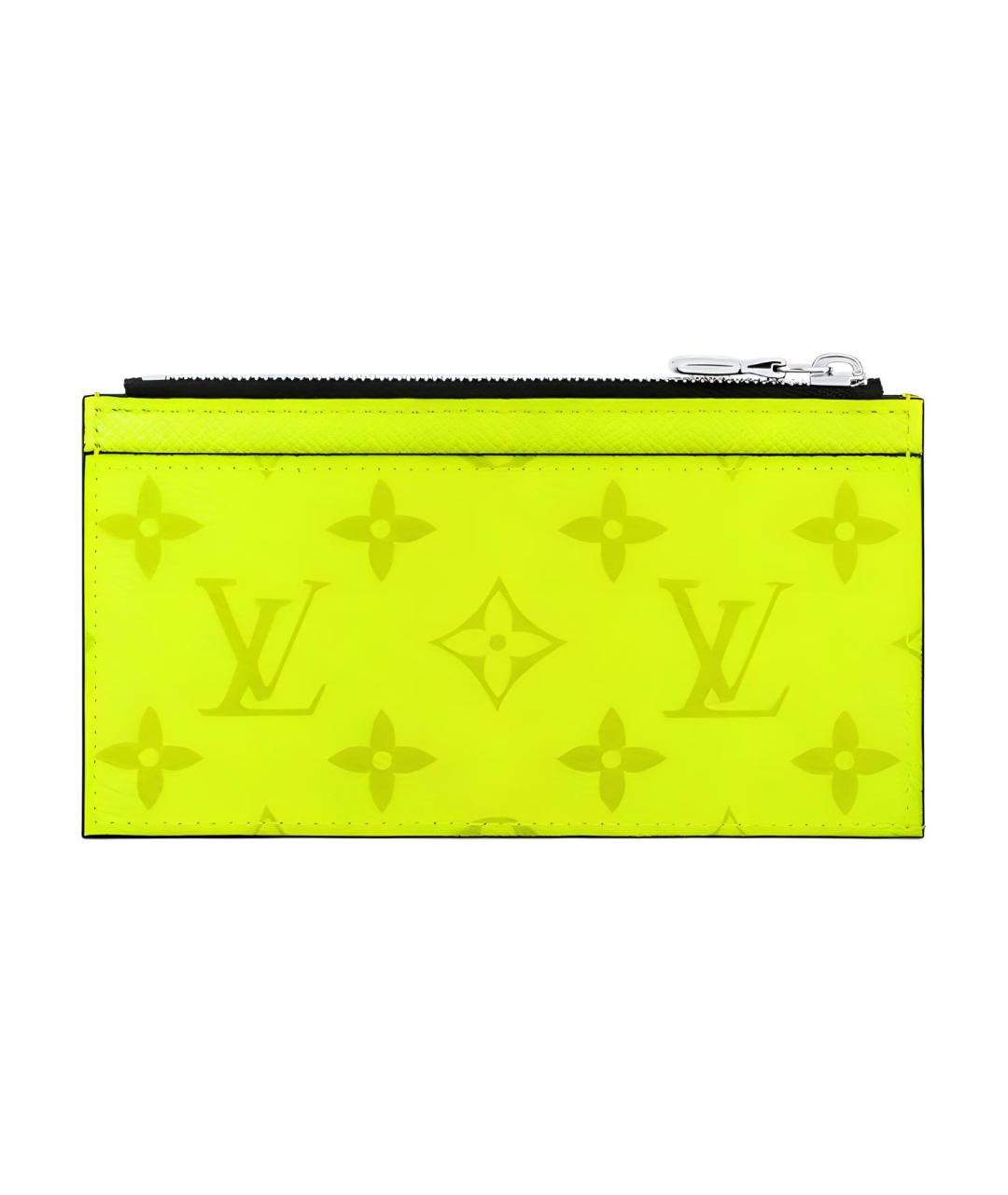 LOUIS VUITTON Желтый кожаный кардхолдер, фото 3