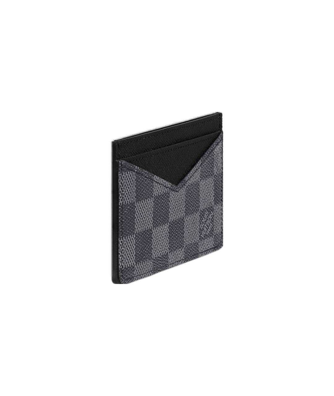 LOUIS VUITTON Серый кожаный кардхолдер, фото 3