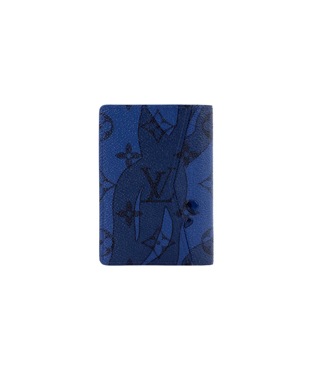 LOUIS VUITTON Темно-синий кожаный кошелек, фото 3