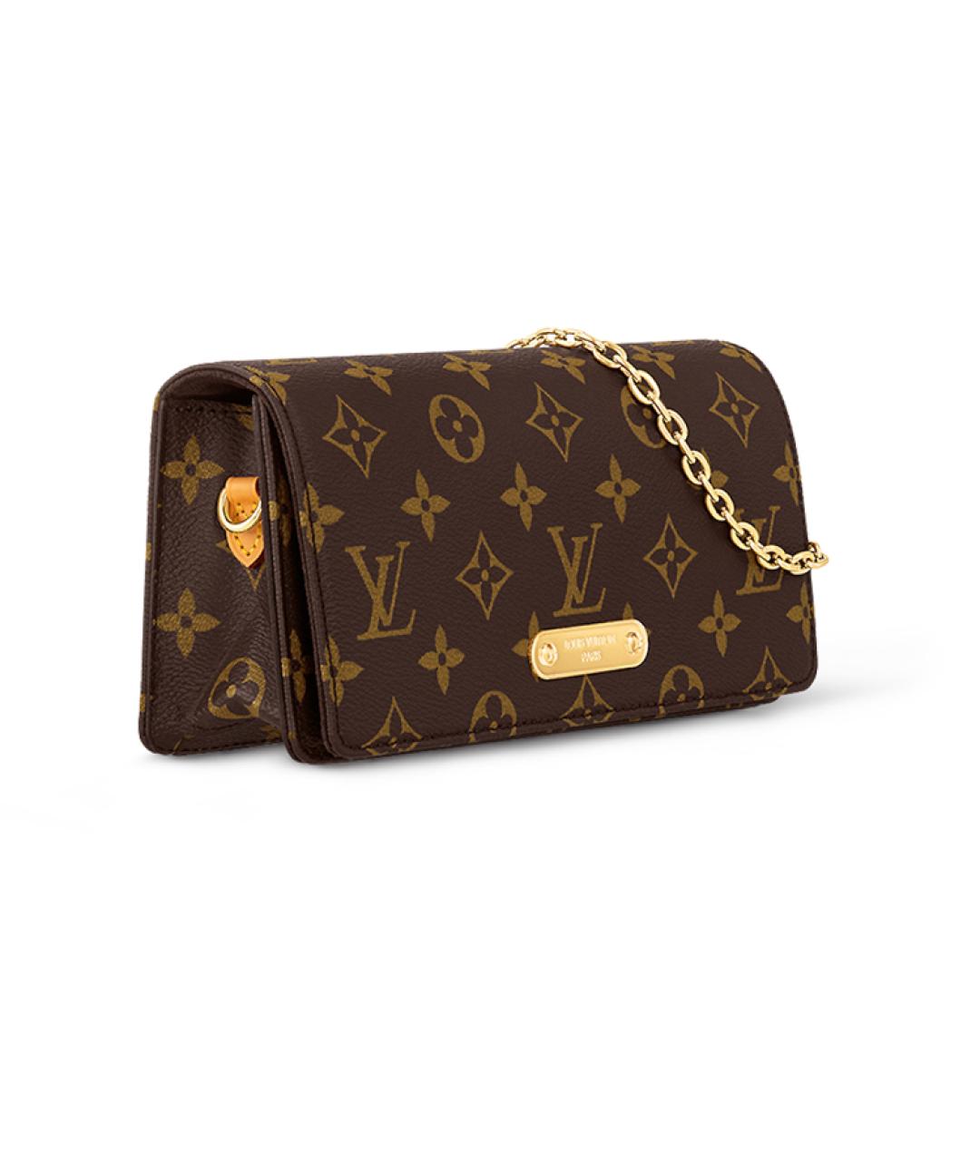 LOUIS VUITTON Коричневый кожаный кошелек, фото 2