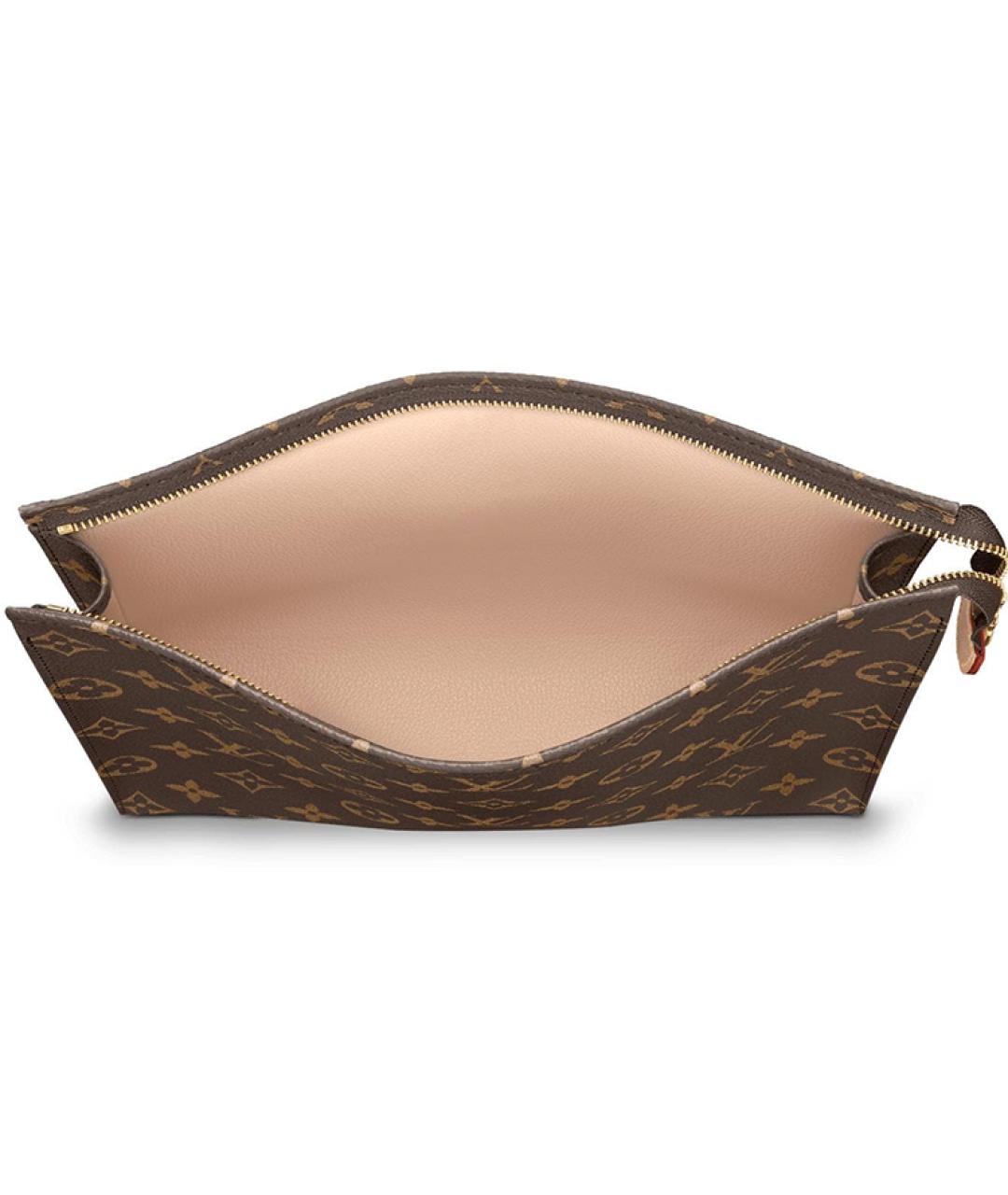 LOUIS VUITTON Коричневая кожаная косметичка, фото 5