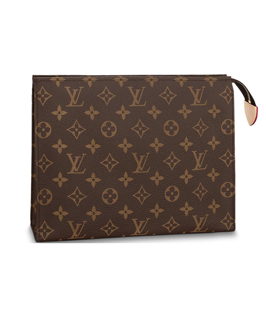 LOUIS VUITTON Коричневая кожаная косметичка, фото 1