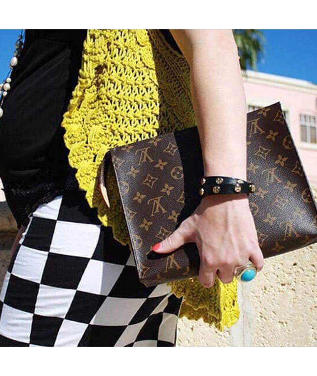 LOUIS VUITTON Коричневая кожаная косметичка, фото 7