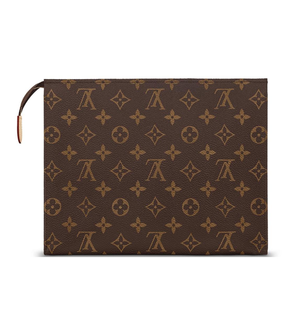 LOUIS VUITTON Коричневая кожаная косметичка, фото 2
