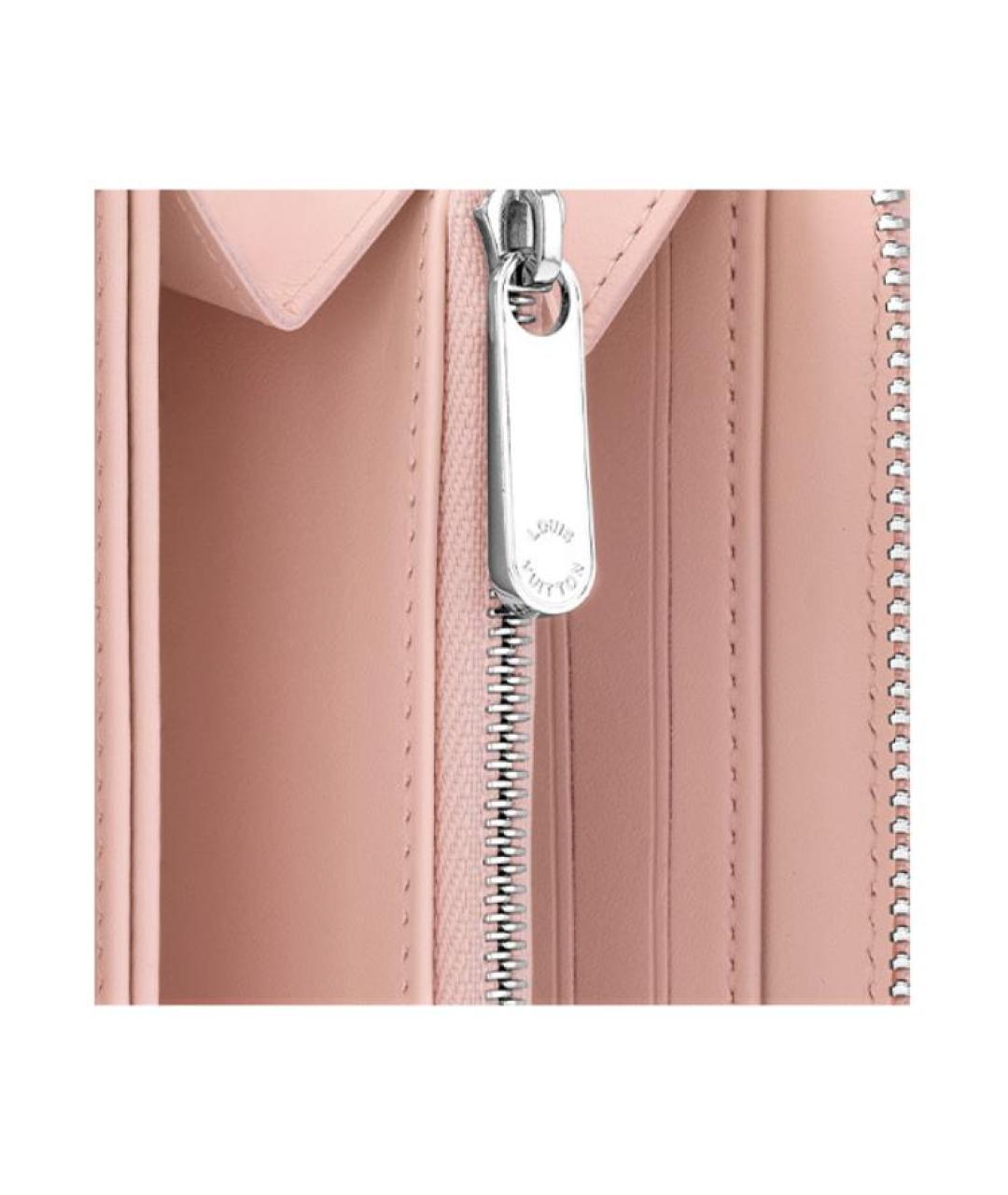 LOUIS VUITTON Розовый кожаный кошелек, фото 5