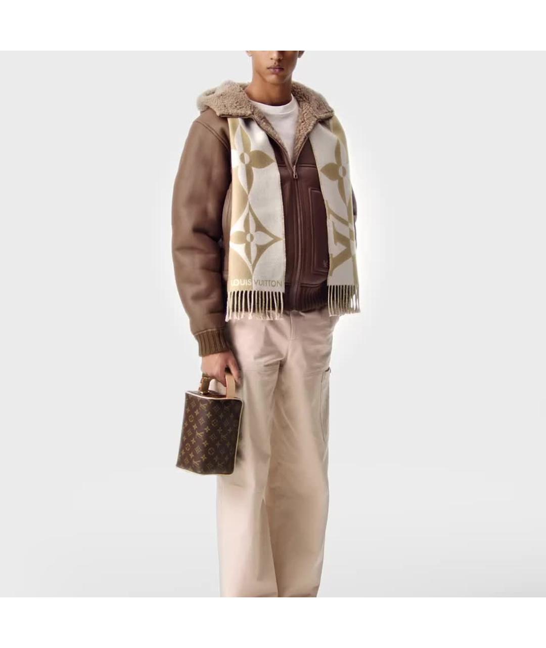 LOUIS VUITTON Коричневая кожаная косметичка, фото 4