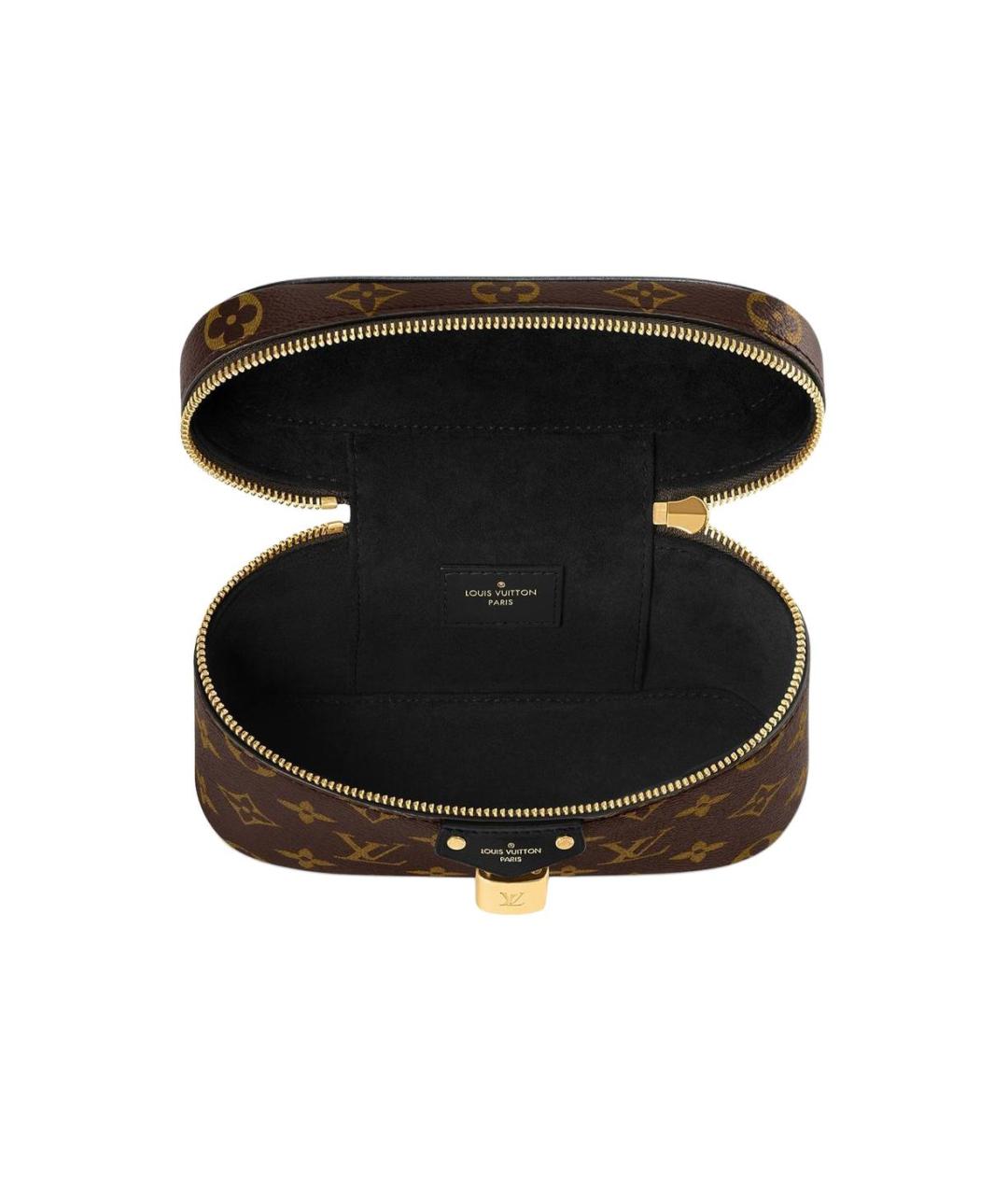 LOUIS VUITTON Коричневая кожаная косметичка, фото 4