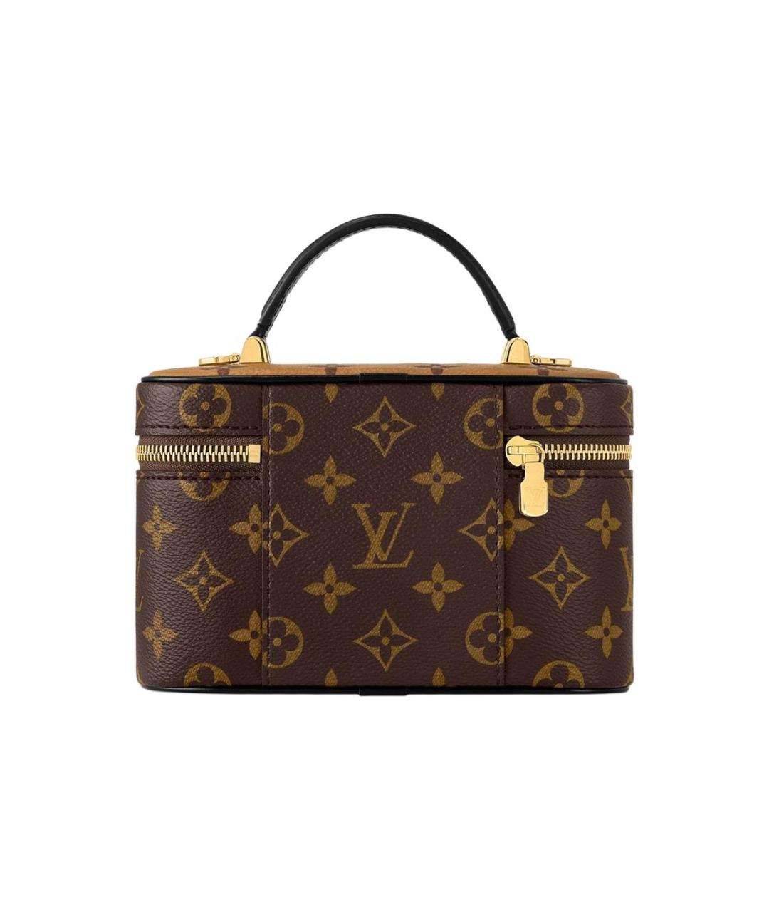 LOUIS VUITTON Коричневая кожаная косметичка, фото 3