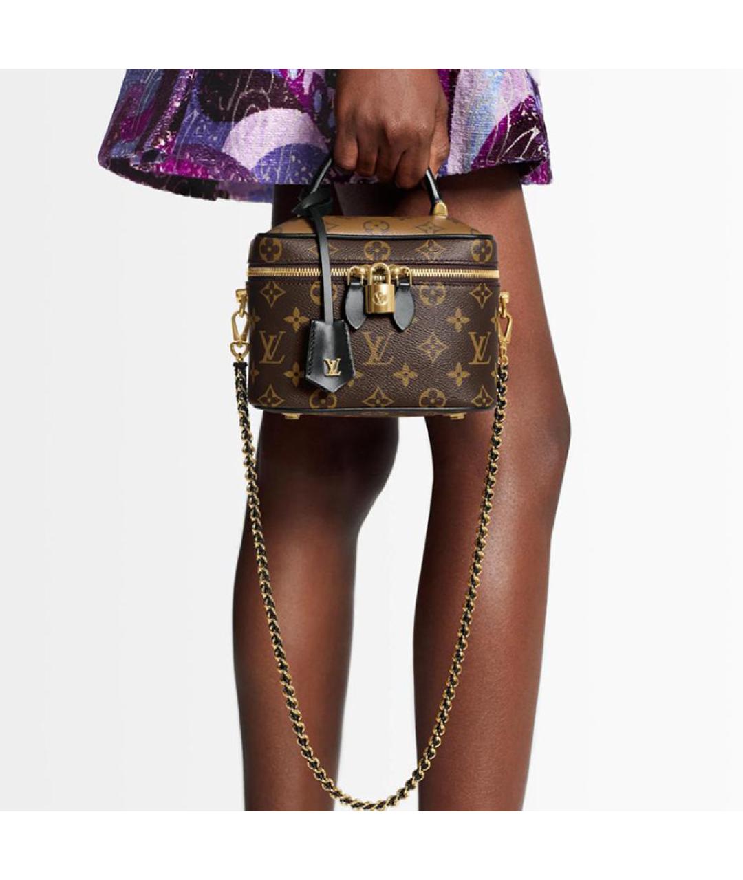 LOUIS VUITTON Коричневая кожаная косметичка, фото 7