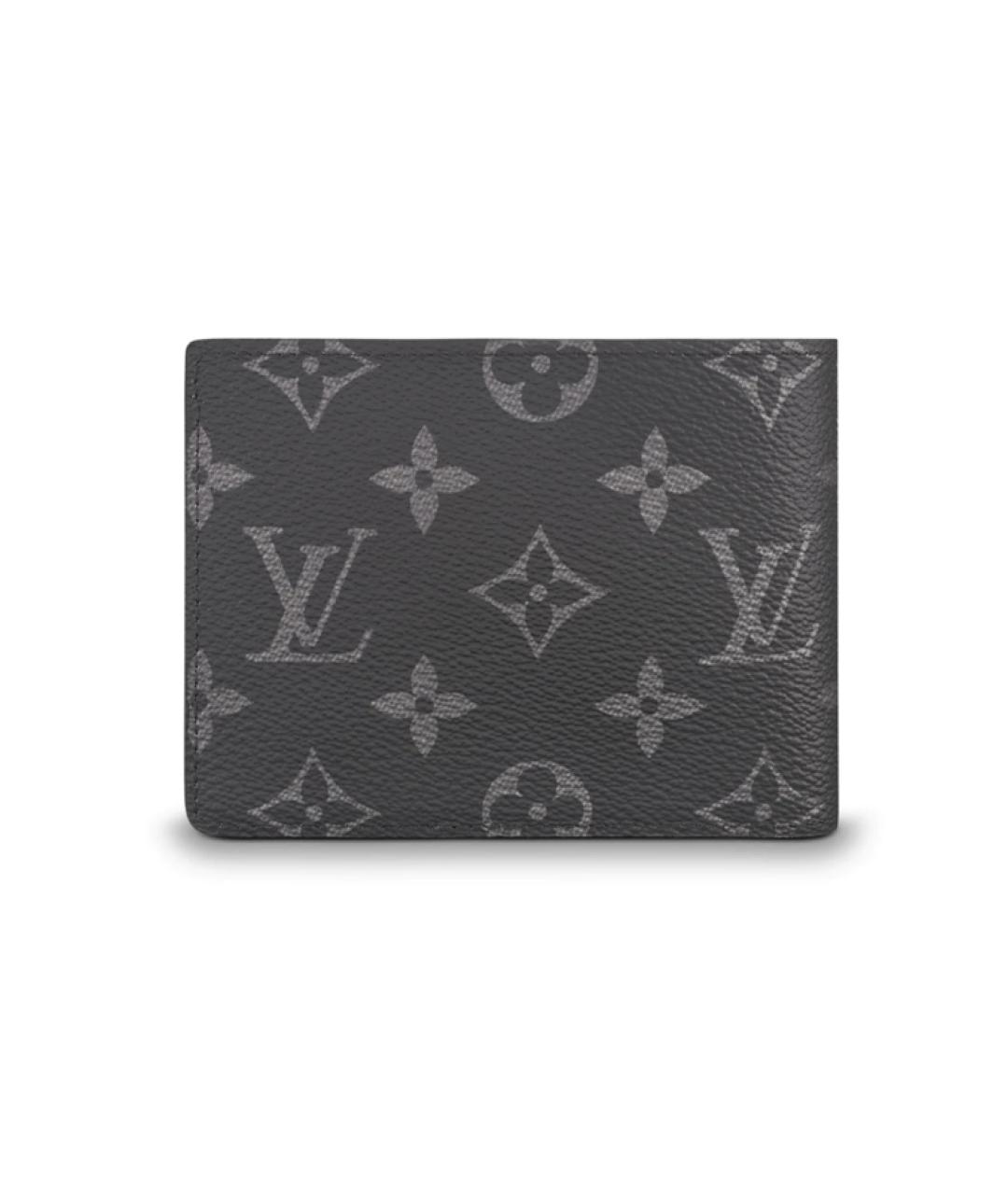 LOUIS VUITTON Черный кожаный кошелек, фото 2