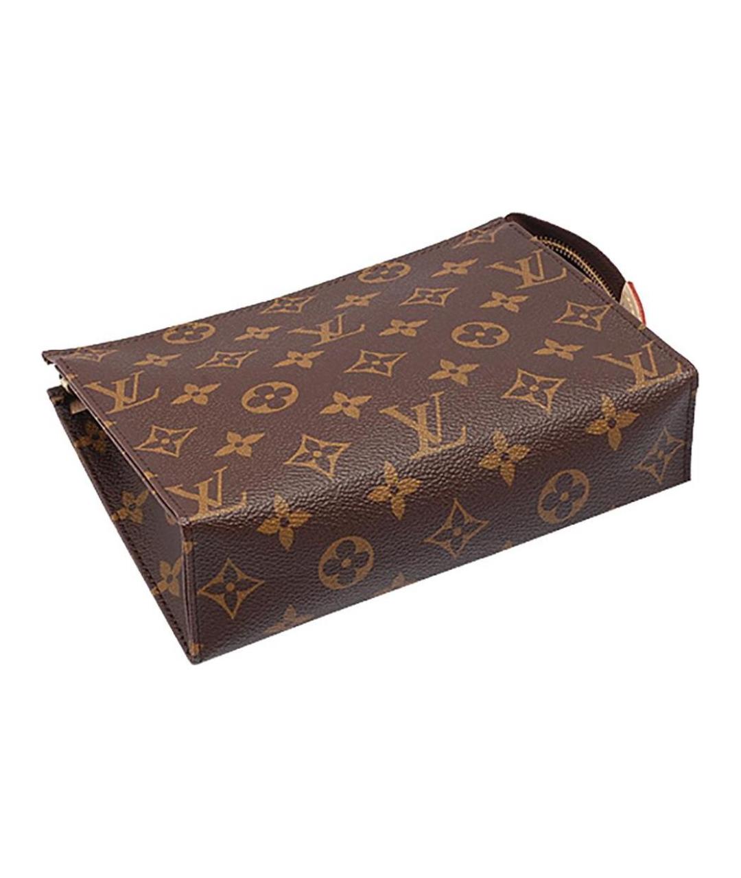 LOUIS VUITTON Коричневая кожаная косметичка, фото 4