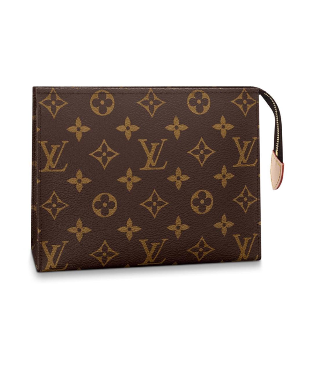 LOUIS VUITTON Коричневая кожаная косметичка, фото 2