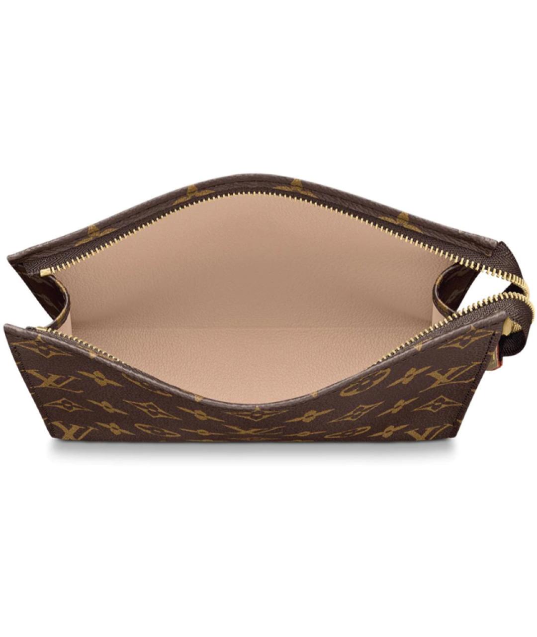 LOUIS VUITTON Коричневая кожаная косметичка, фото 5