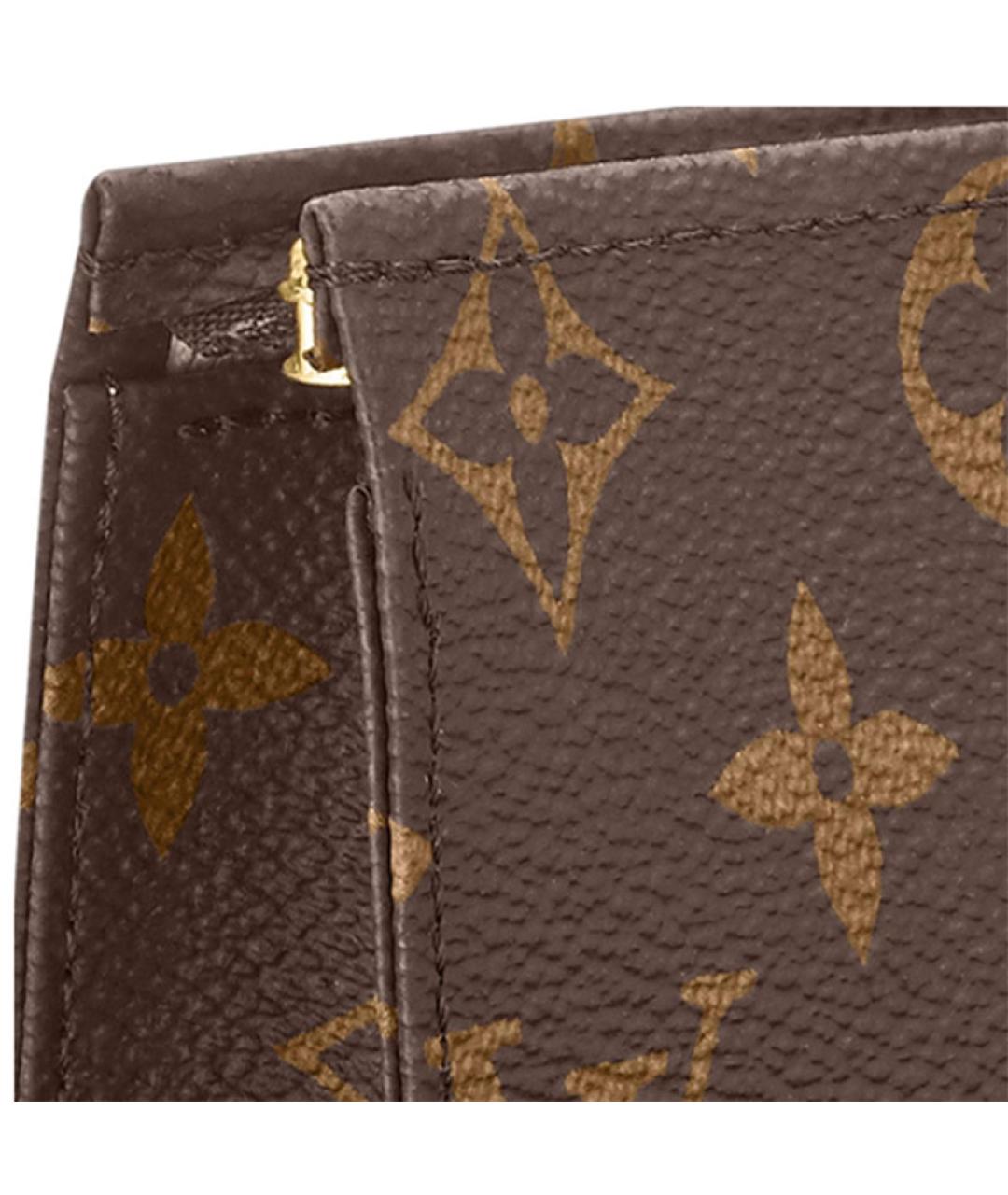 LOUIS VUITTON Коричневая кожаная косметичка, фото 6