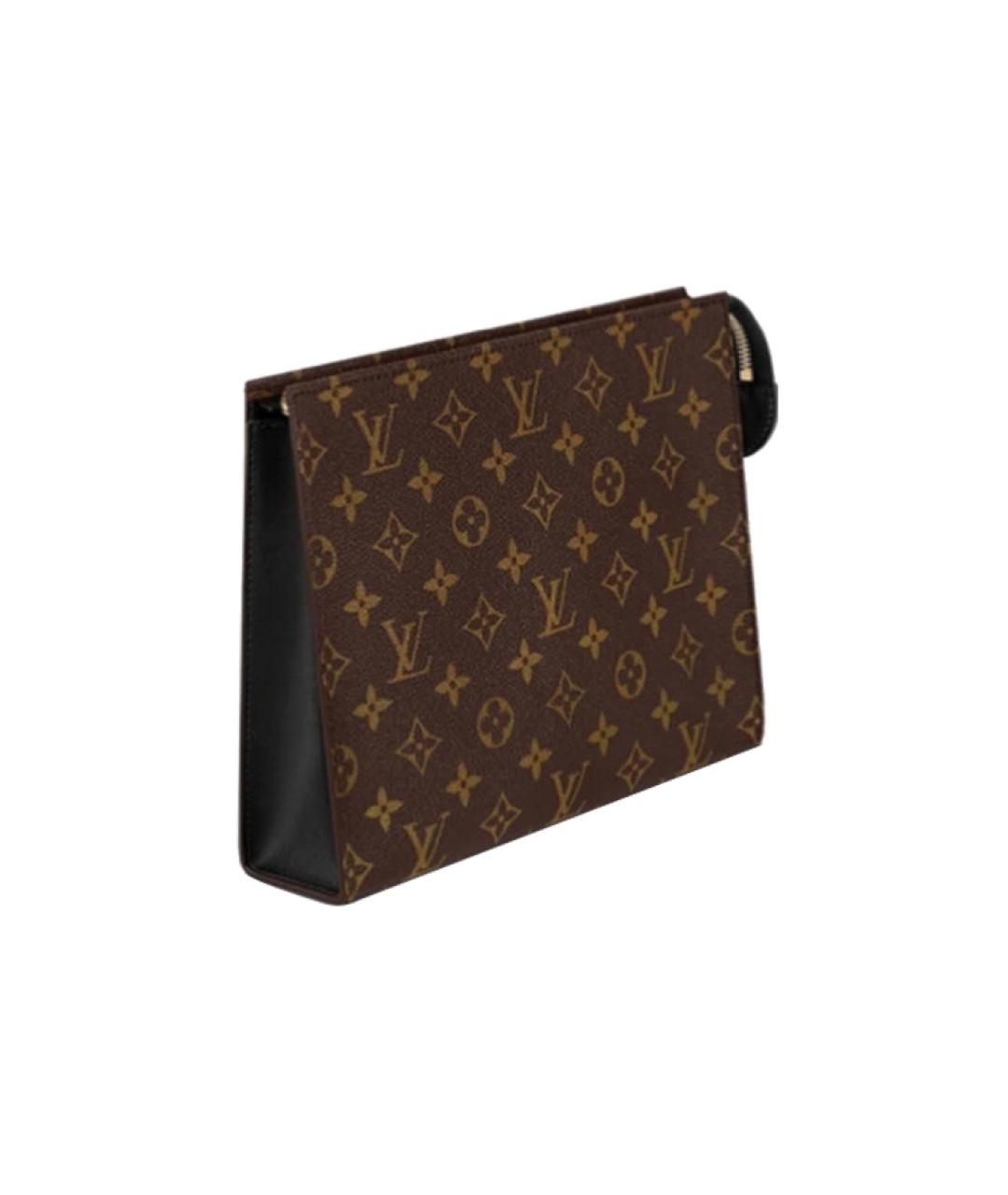 LOUIS VUITTON Коричневая кожаная косметичка, фото 2