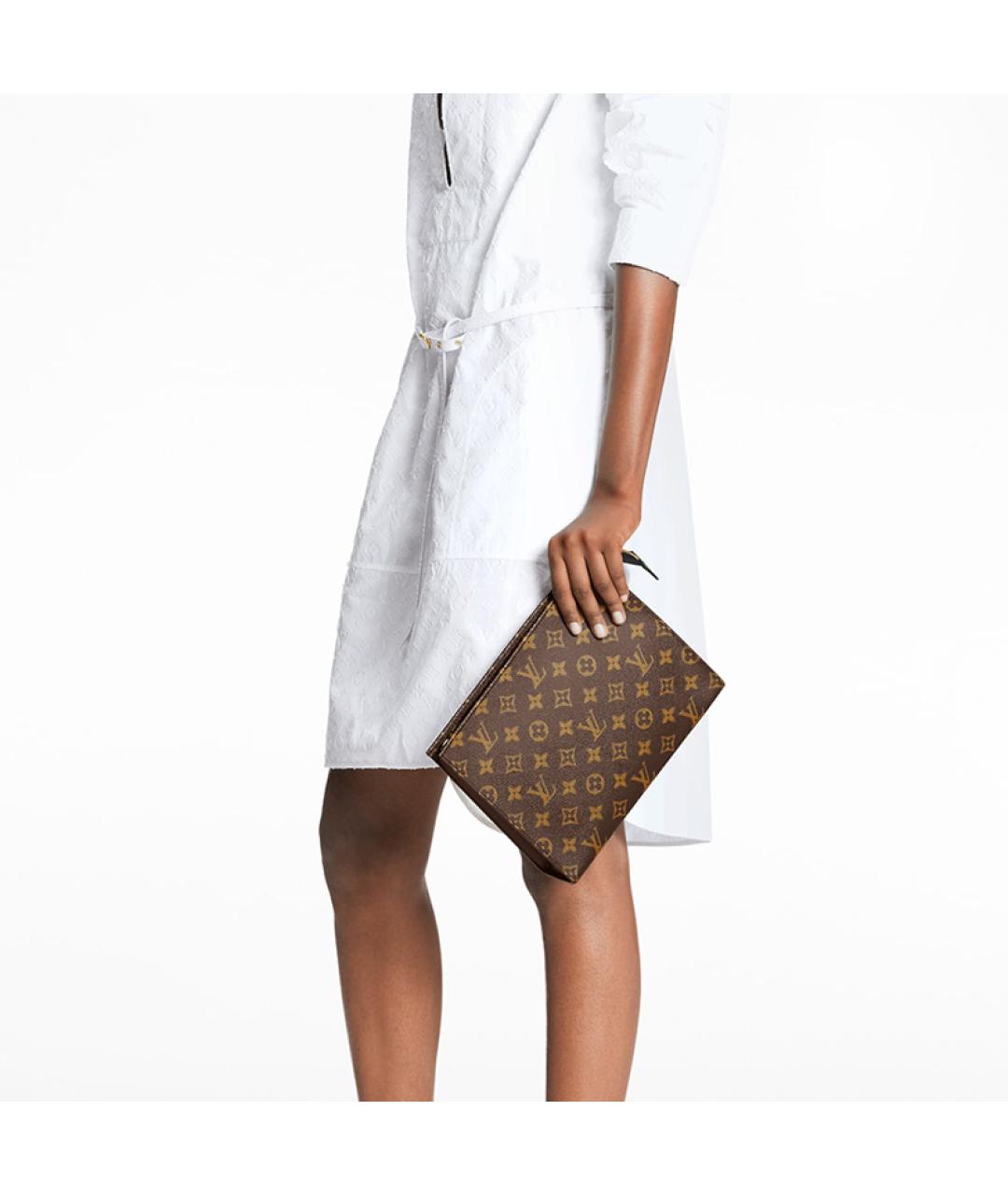 LOUIS VUITTON Коричневая кожаная косметичка, фото 6