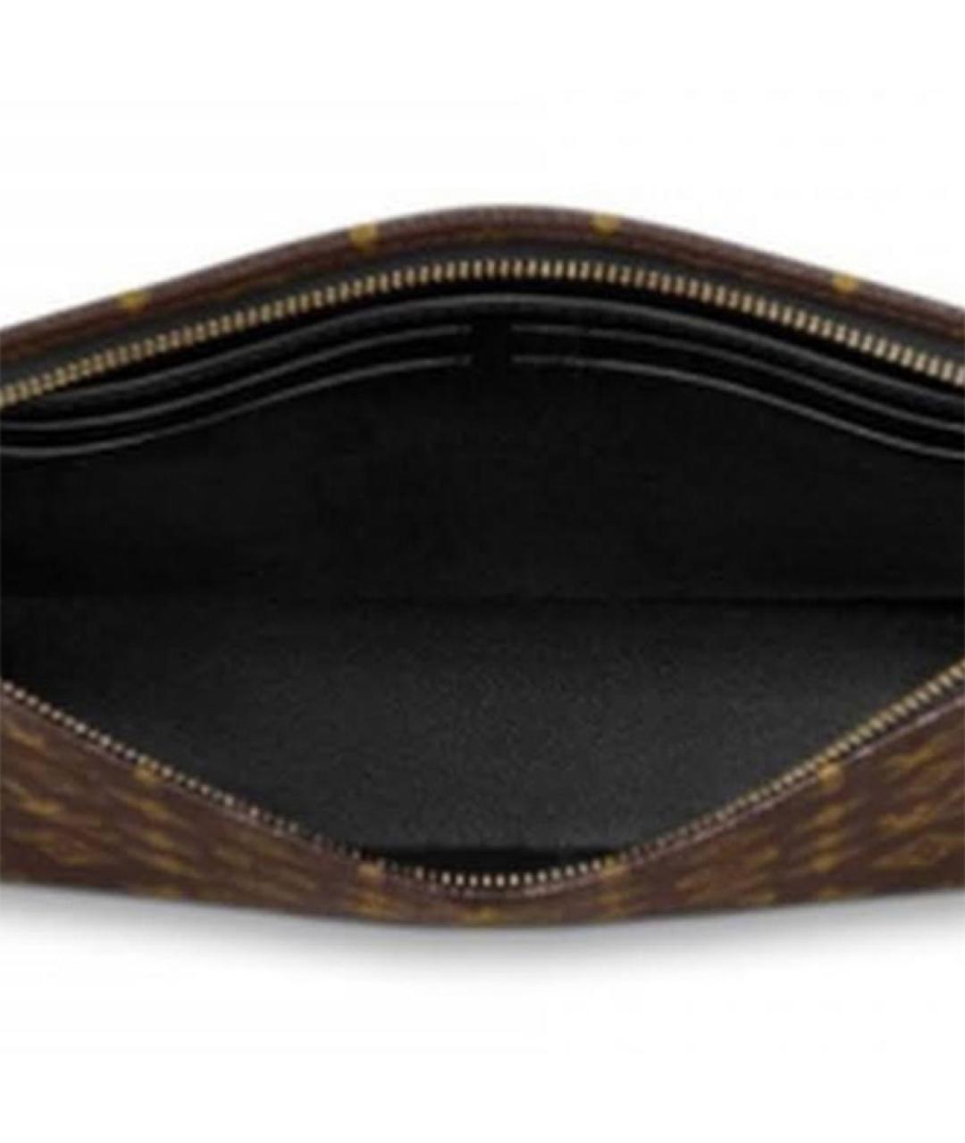 LOUIS VUITTON Коричневая кожаная косметичка, фото 5