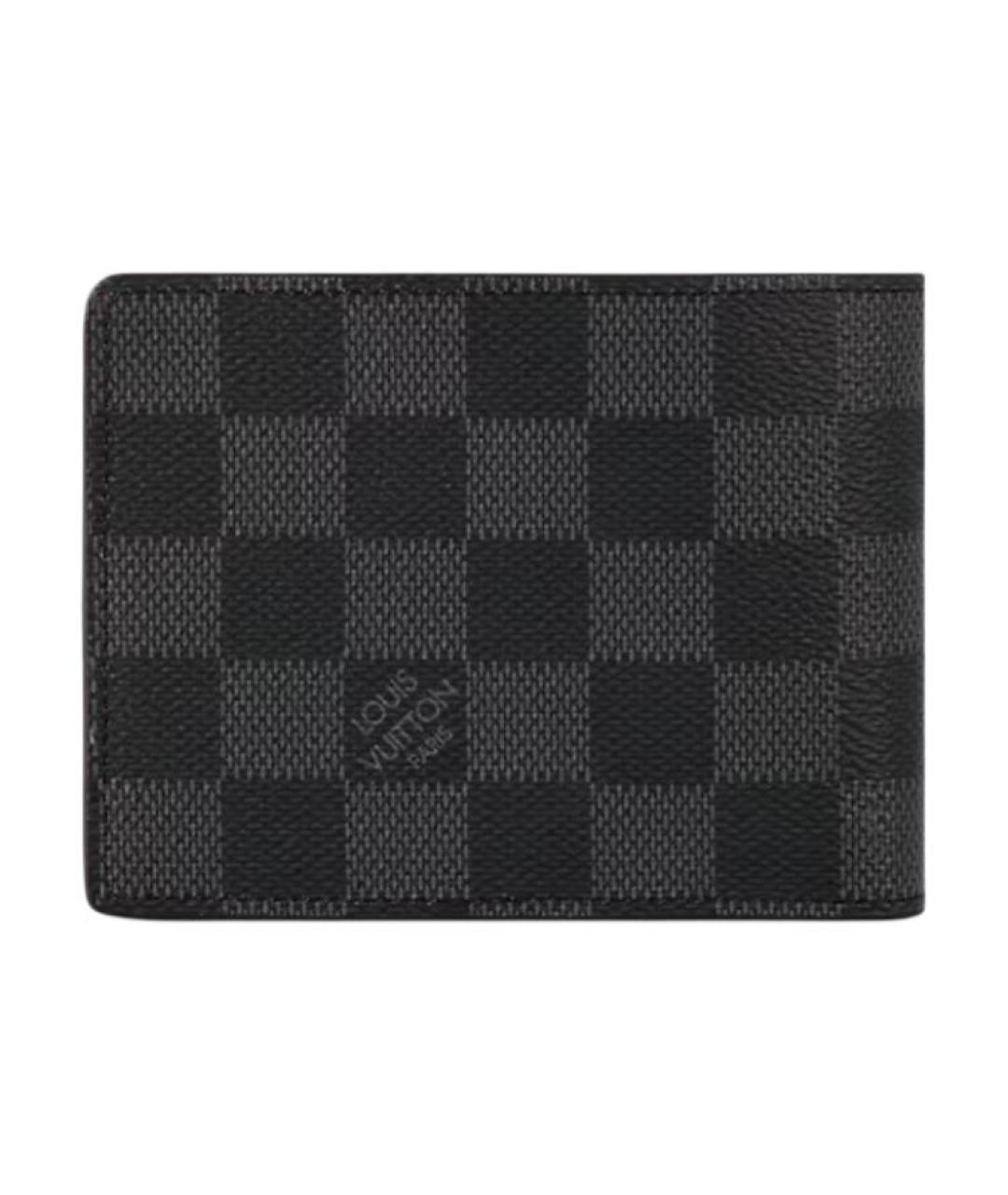 LOUIS VUITTON Черный кожаный кошелек, фото 3