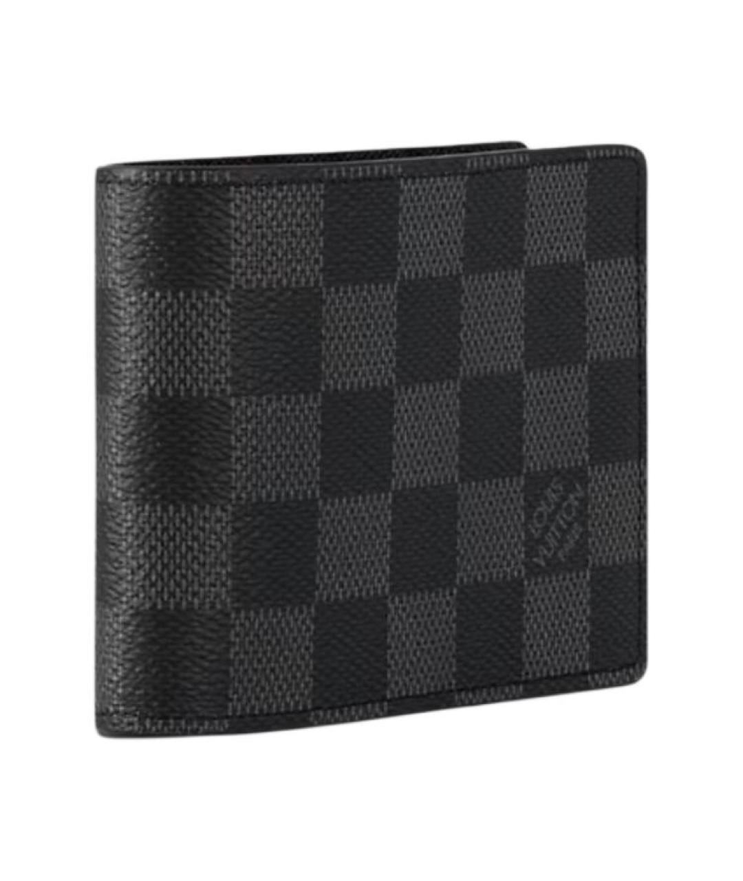 LOUIS VUITTON Черный кожаный кошелек, фото 2