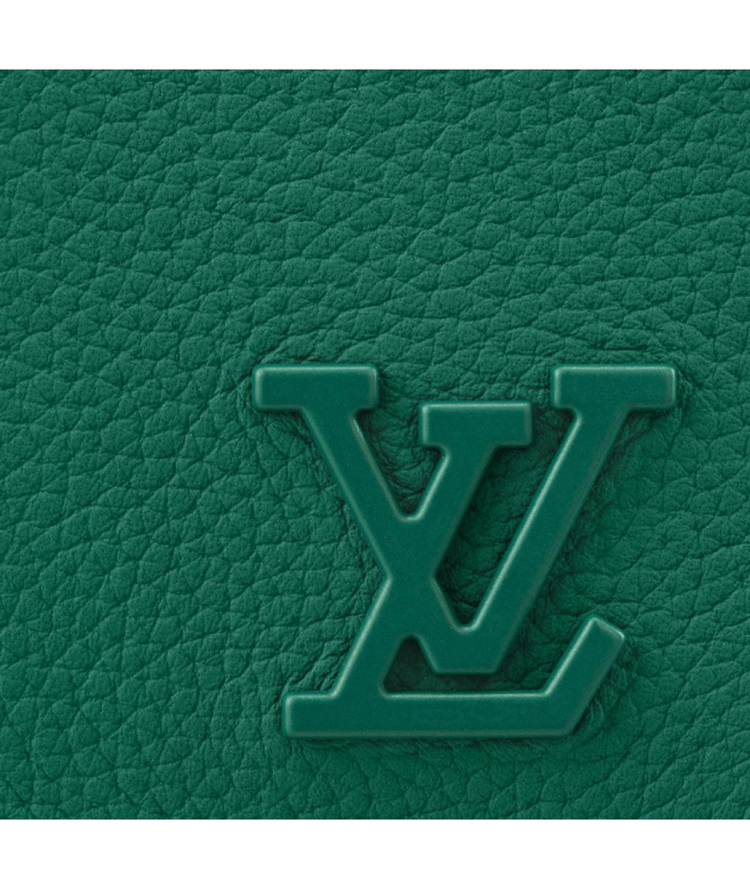 LOUIS VUITTON Зеленый кожаный кошелек, фото 5