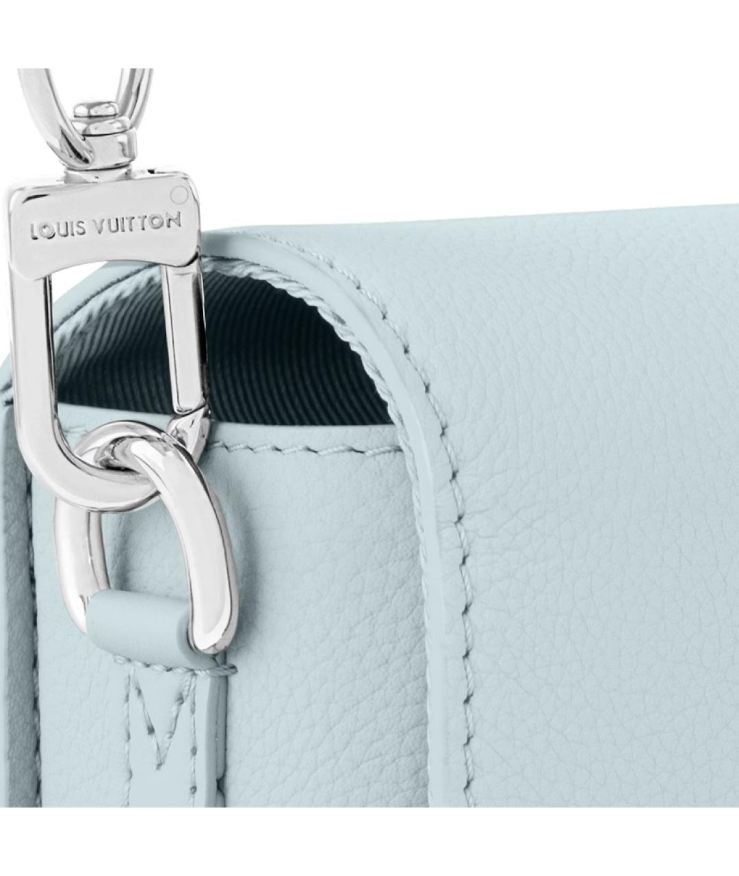 LOUIS VUITTON Голубой кожаный кошелек, фото 4