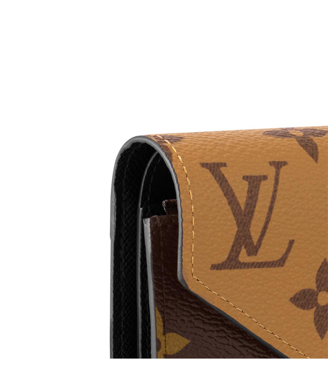 LOUIS VUITTON Коричневый кожаный кошелек, фото 6