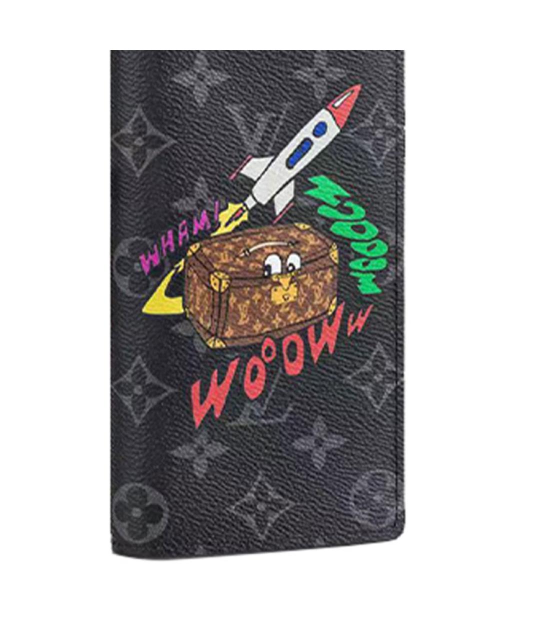 LOUIS VUITTON Черный кожаный кошелек, фото 5