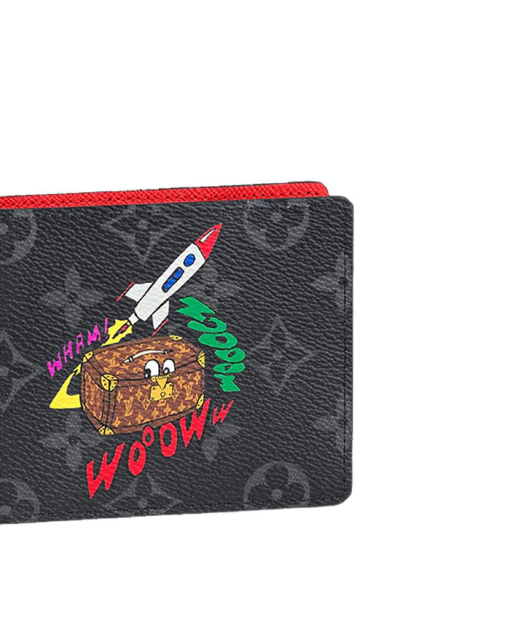 LOUIS VUITTON Черный кожаный кошелек, фото 5