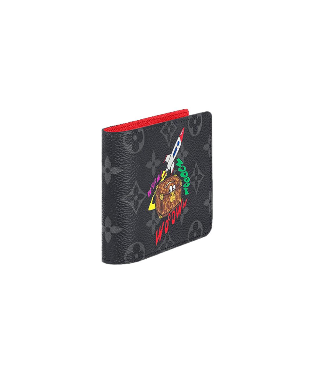 LOUIS VUITTON Черный кожаный кошелек, фото 2