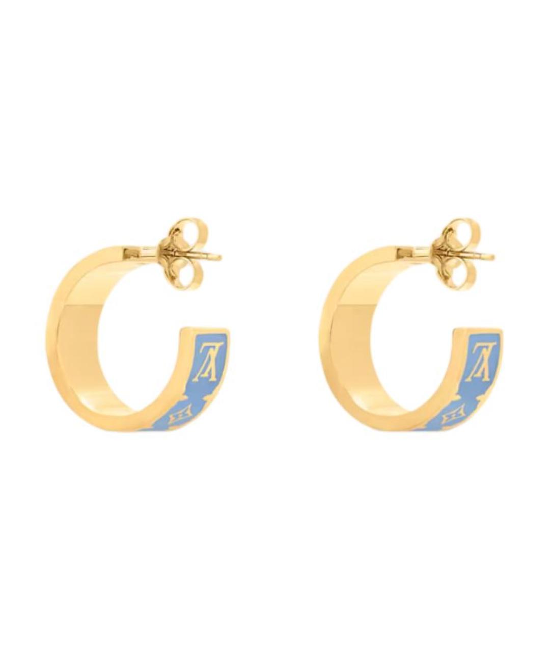 LOUIS VUITTON Голубые металлические серьги, фото 3