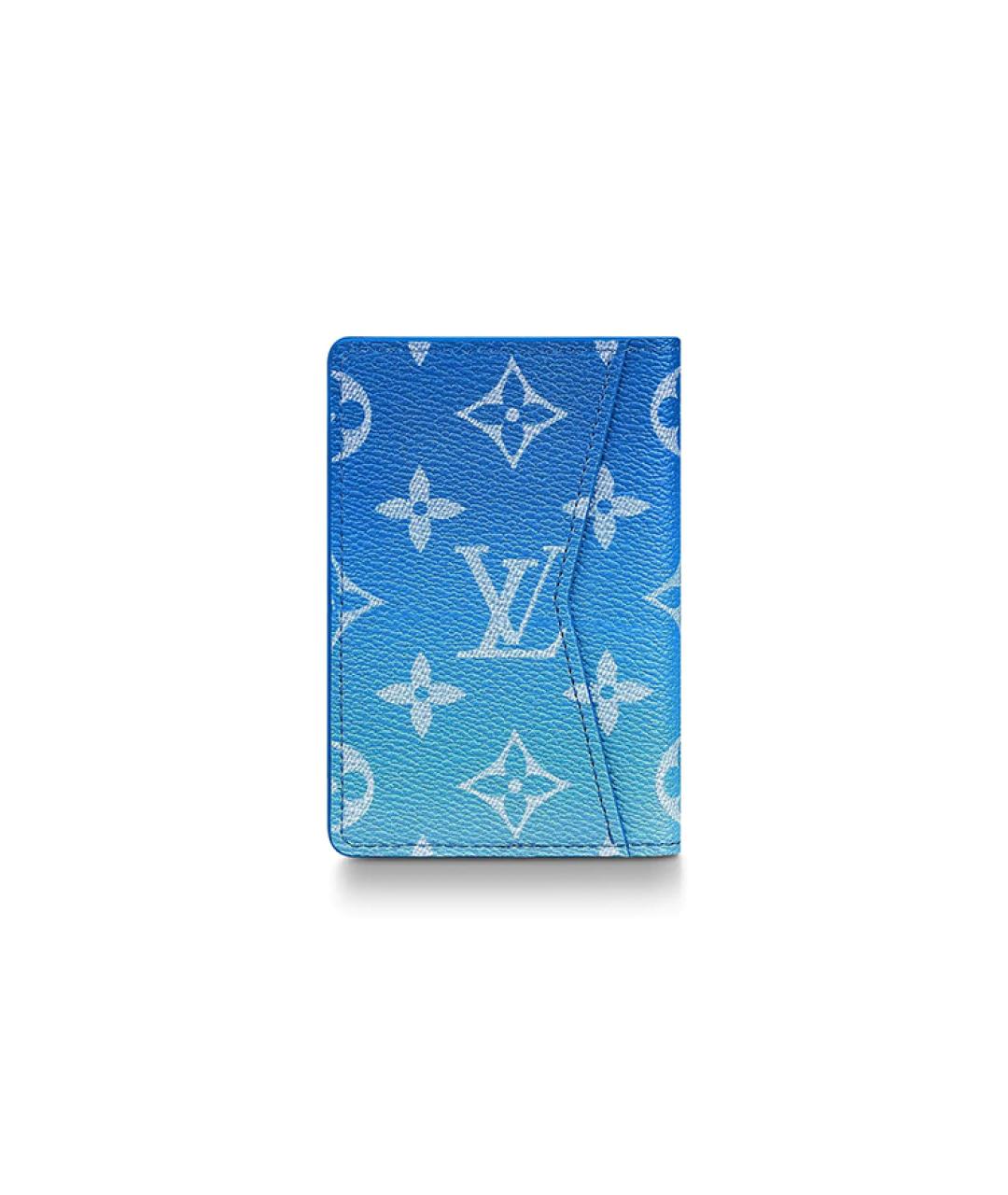 LOUIS VUITTON Голубой кожаный кошелек, фото 3