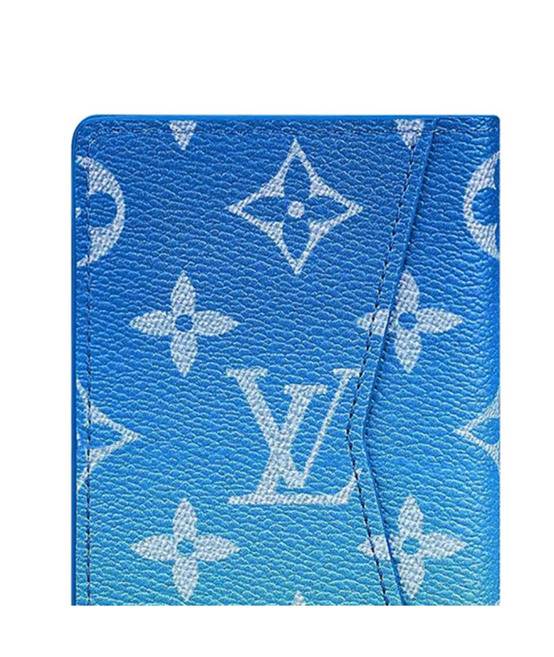 LOUIS VUITTON Голубой кожаный кошелек, фото 5