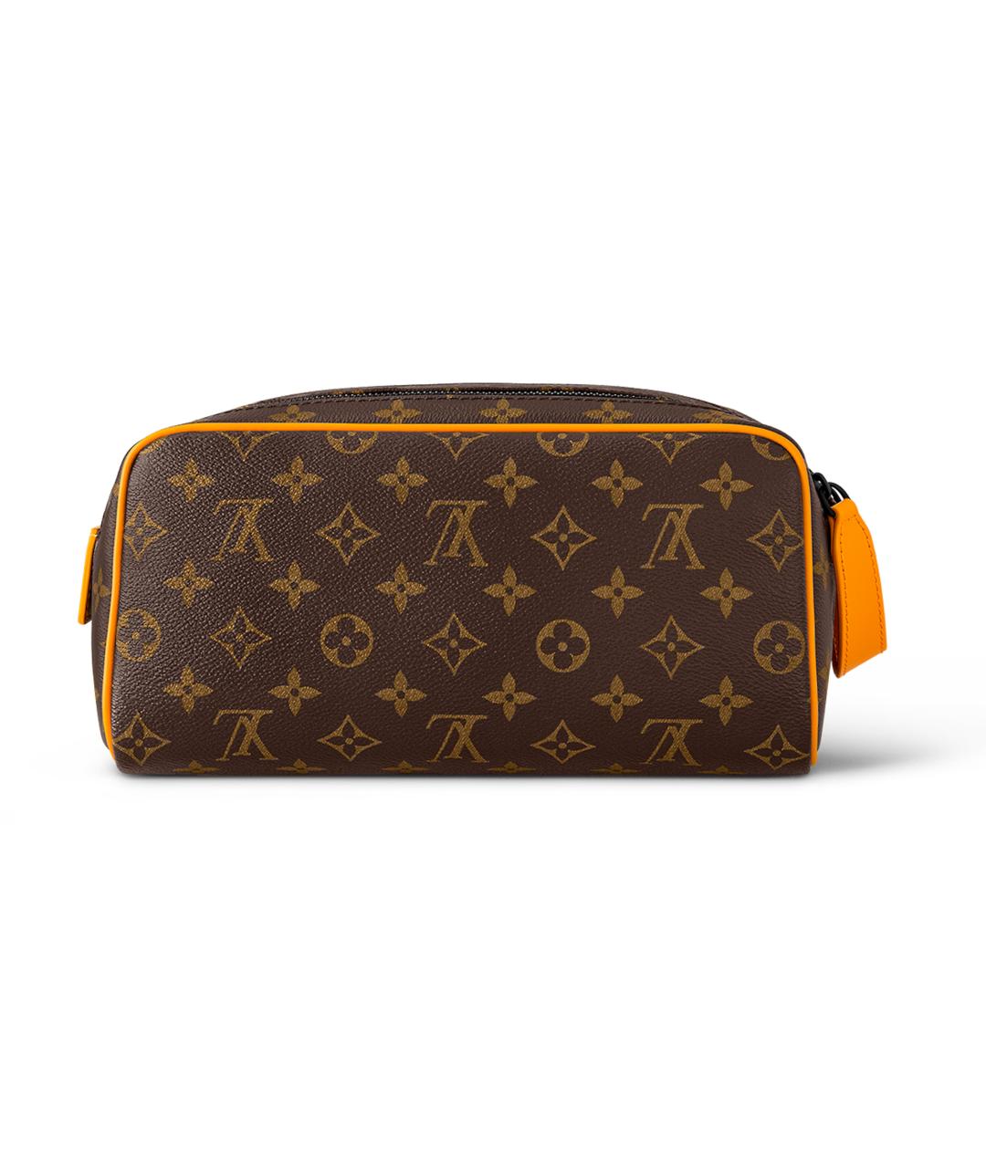 LOUIS VUITTON Коричневая кожаная косметичка, фото 4