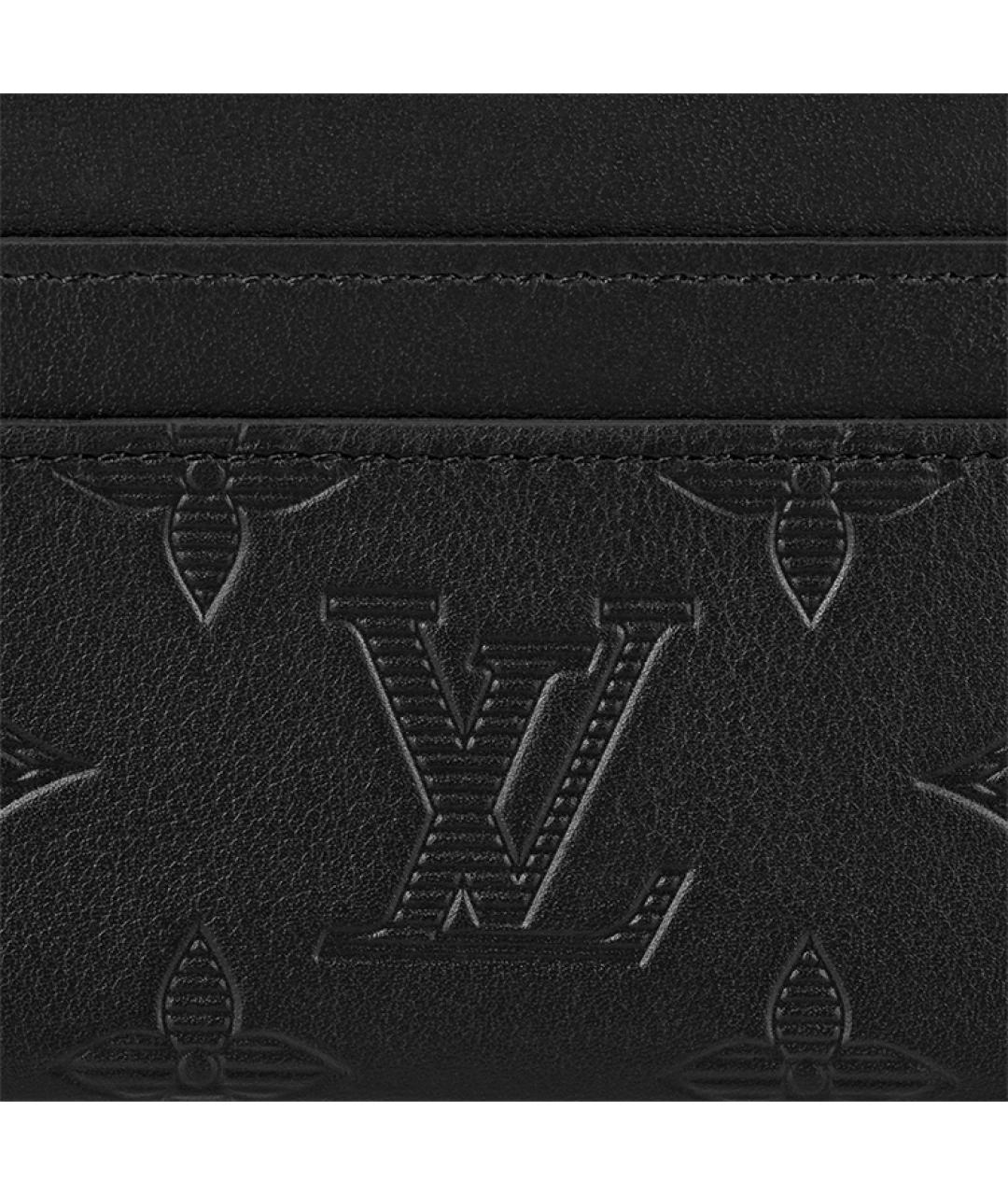 LOUIS VUITTON Черный кожаный кардхолдер, фото 5