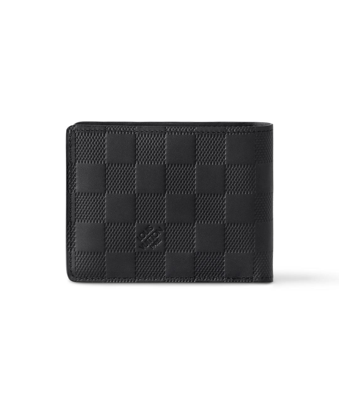 LOUIS VUITTON Черный кожаный кошелек, фото 3