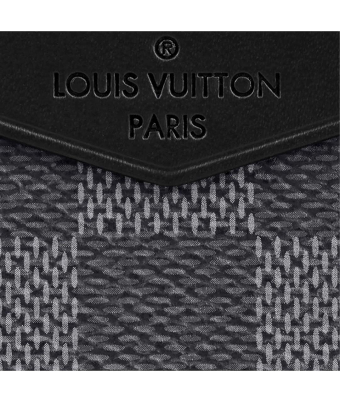 LOUIS VUITTON Черный кожаный кошелек, фото 5
