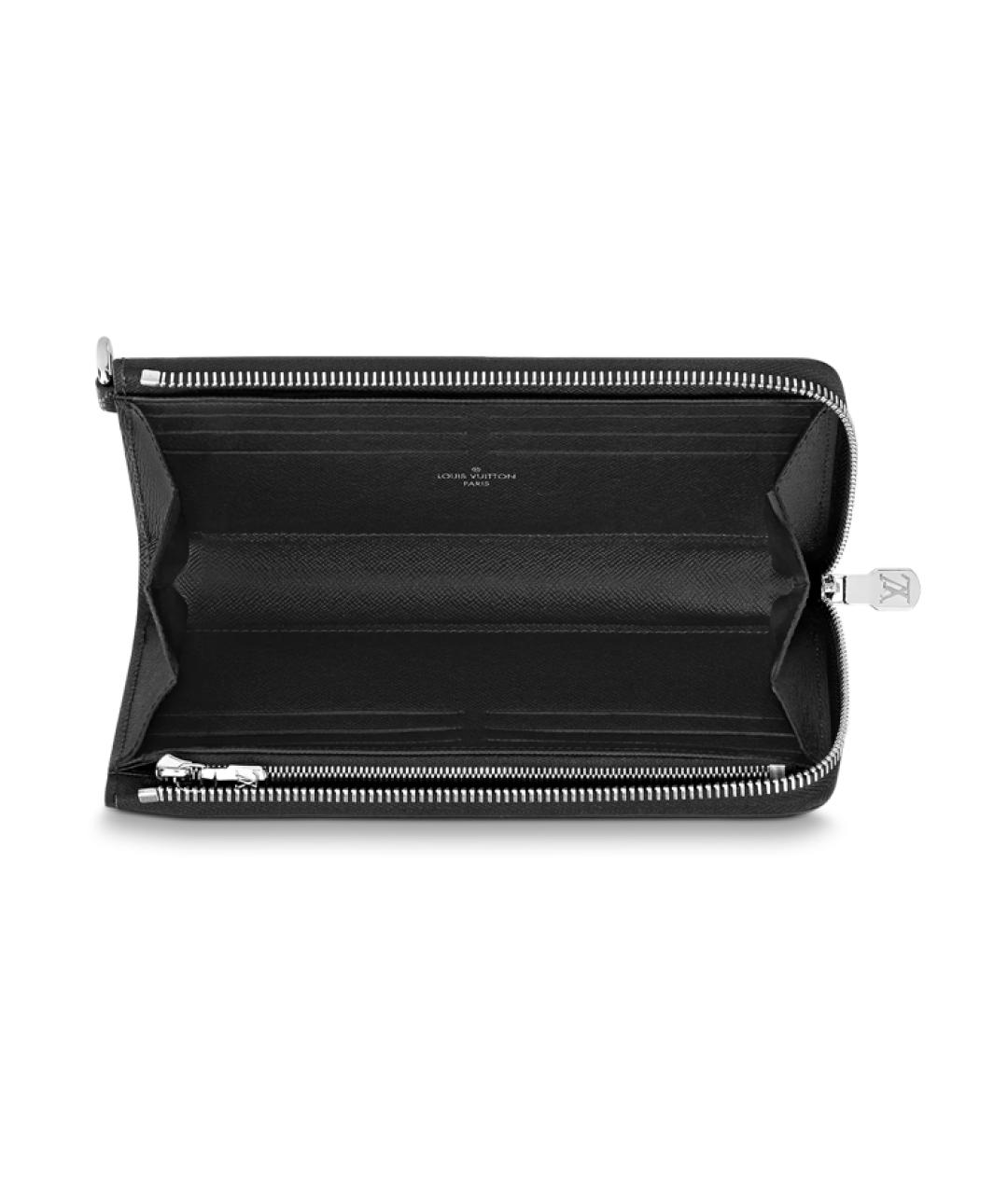 LOUIS VUITTON Черный кожаный кошелек, фото 4