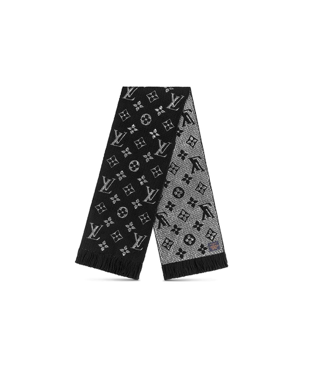 LOUIS VUITTON Черный кашемировый шарф, фото 2