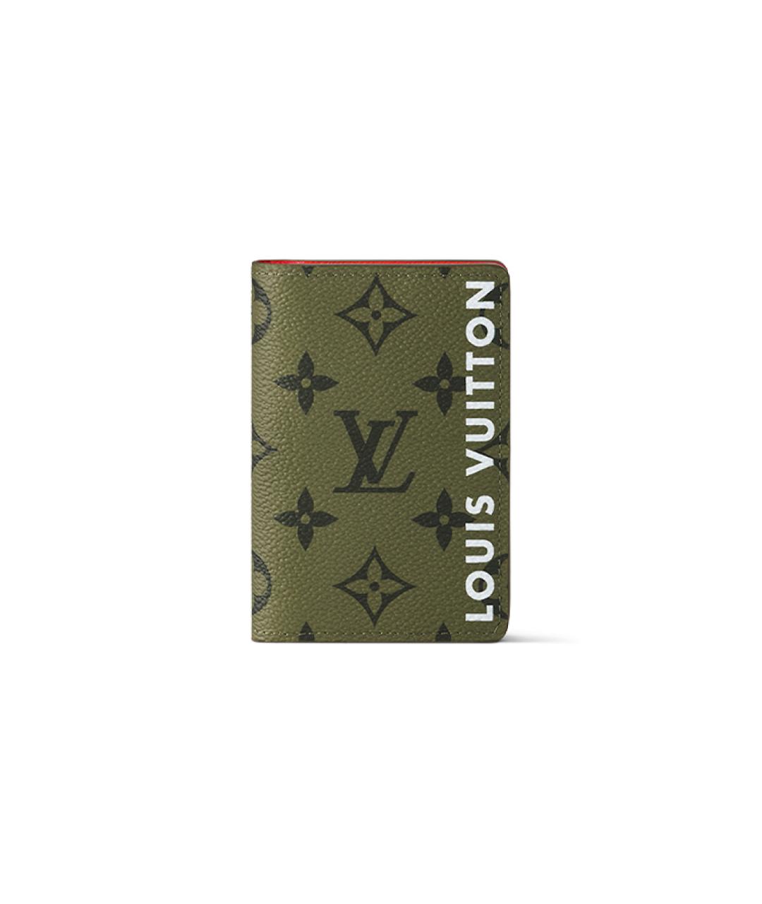 LOUIS VUITTON Зеленый кожаный кошелек, фото 1