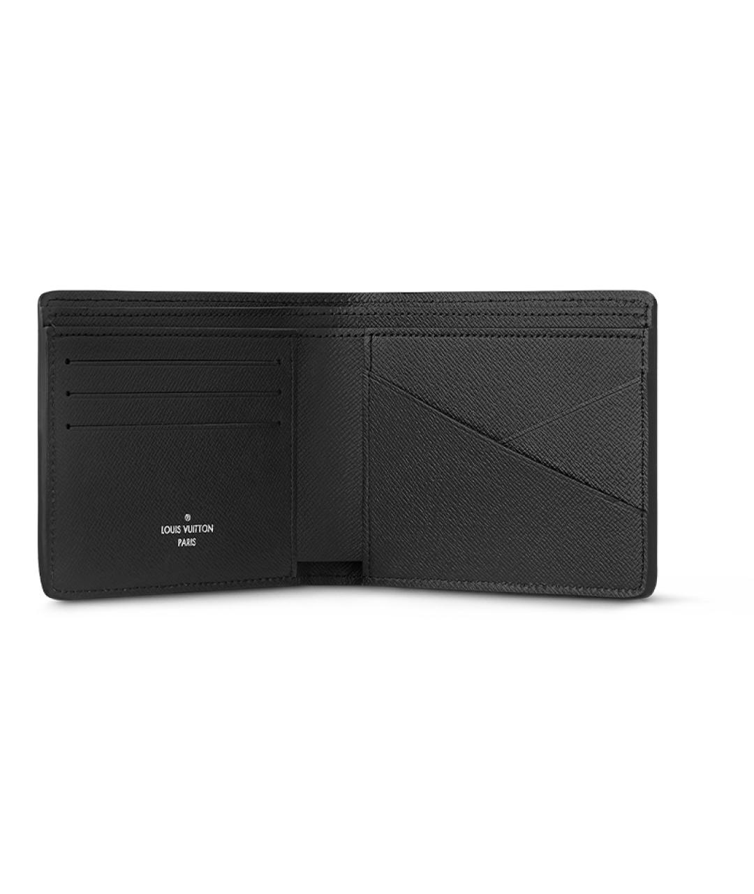 LOUIS VUITTON Черный кожаный кошелек, фото 4