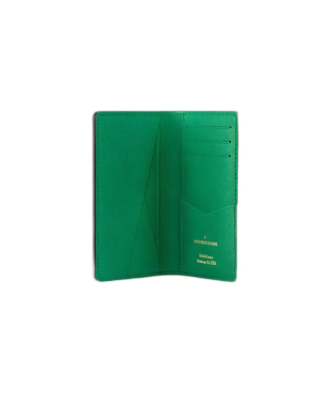 LOUIS VUITTON Зеленый кожаный кошелек, фото 4
